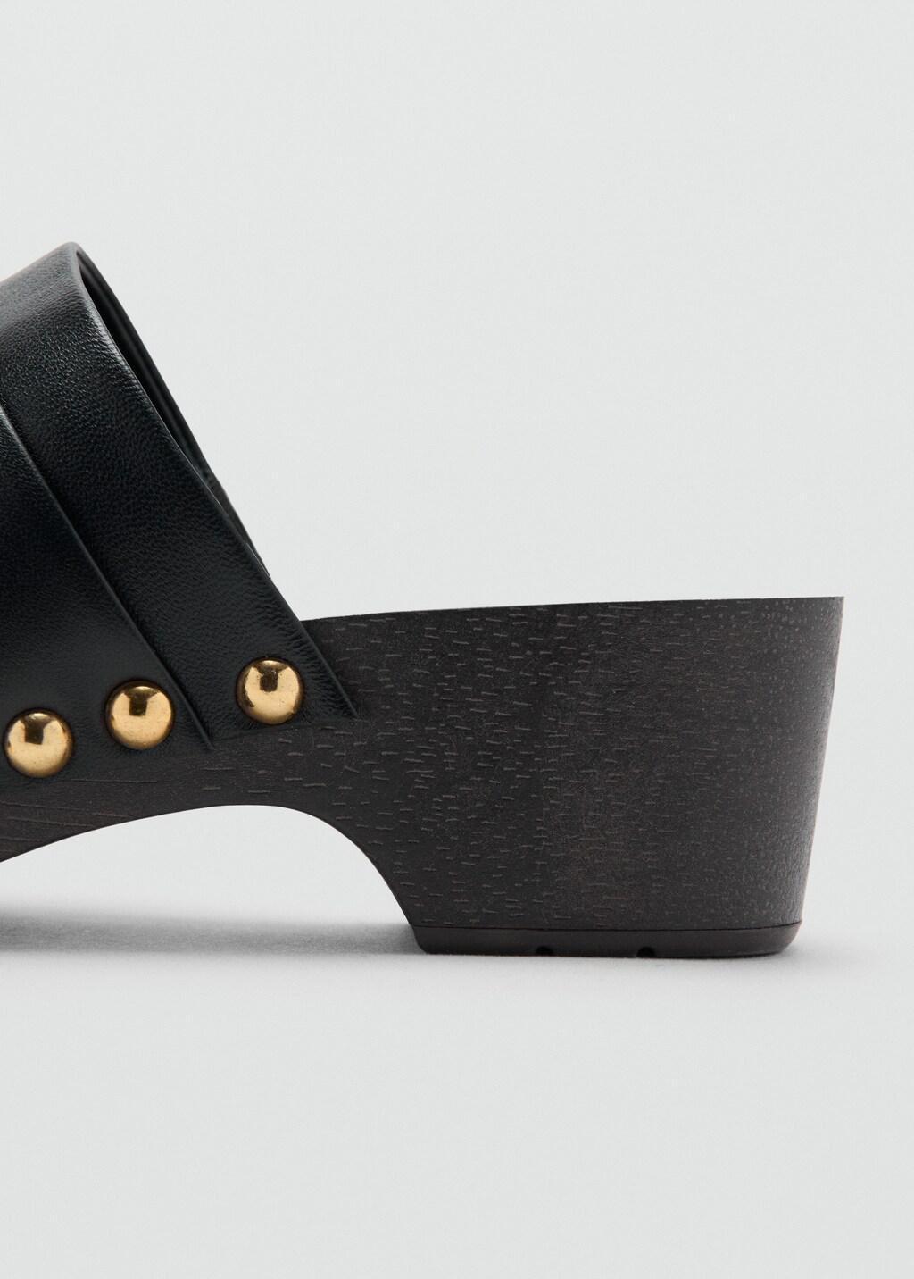 Black Studded Leather Clog, Black, large image number 1