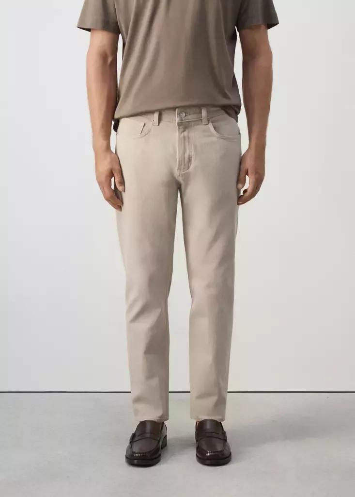 Beige Ben Cropped Tapered-Fit Jeans, Light Beige, large image number 1
