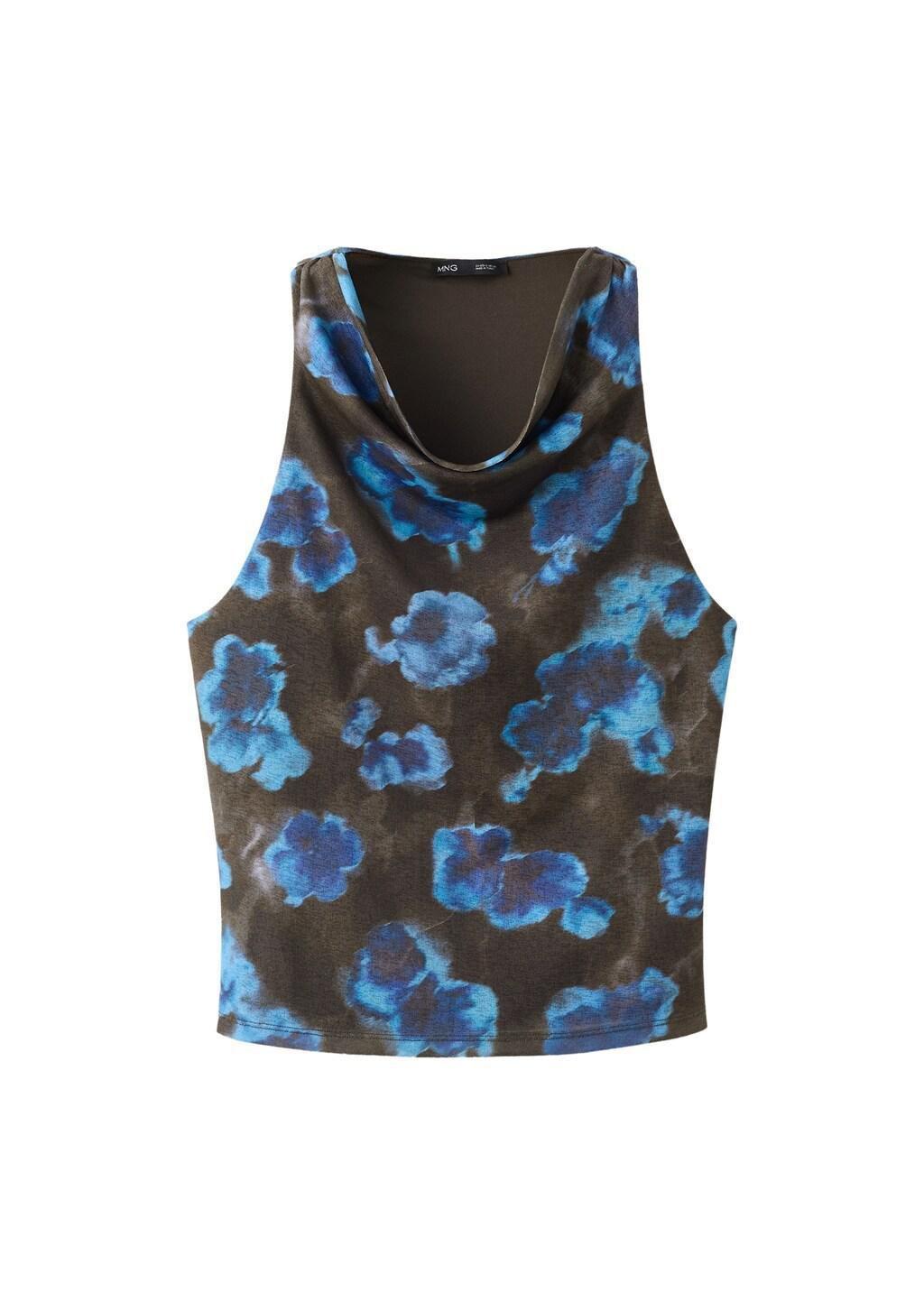 Brown Floral Print Top, Brown, large image number 3