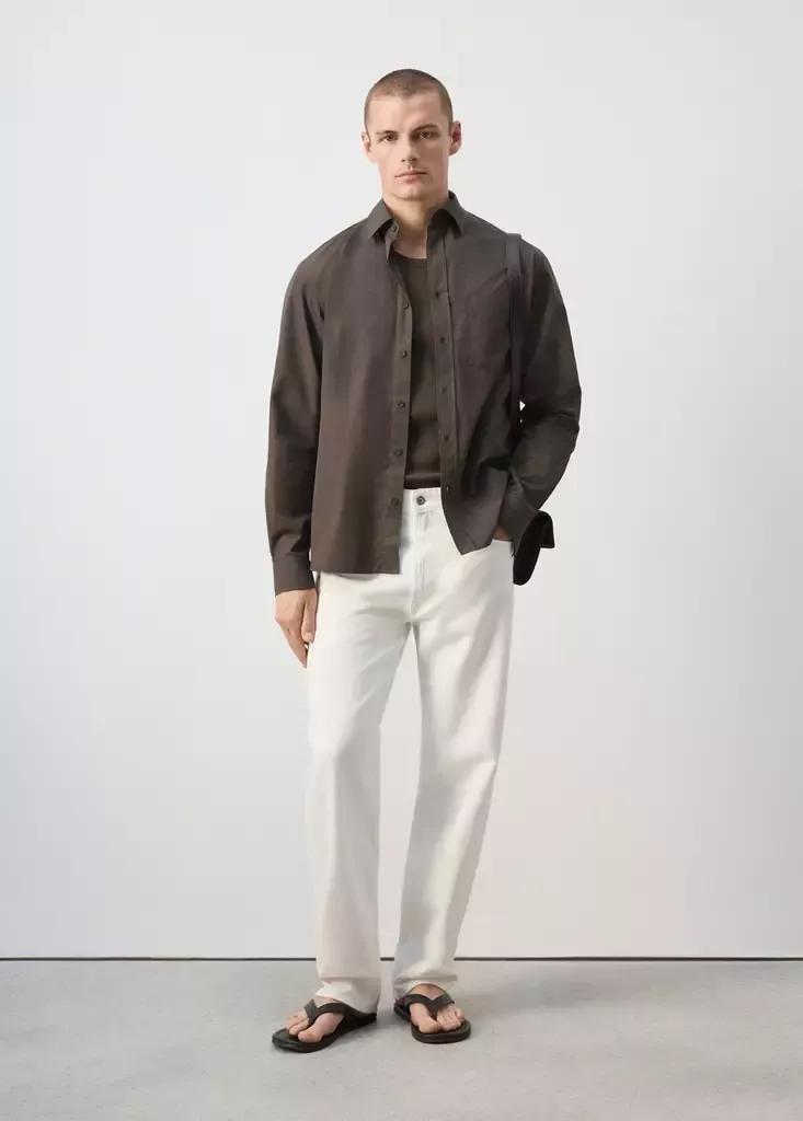 Brown Relaxed Fit Shirt Cotton, Dark Brown, medium
