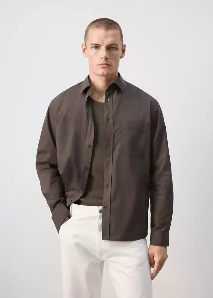 Brown Relaxed Fit Shirt Cotton, Dark Brown, medium