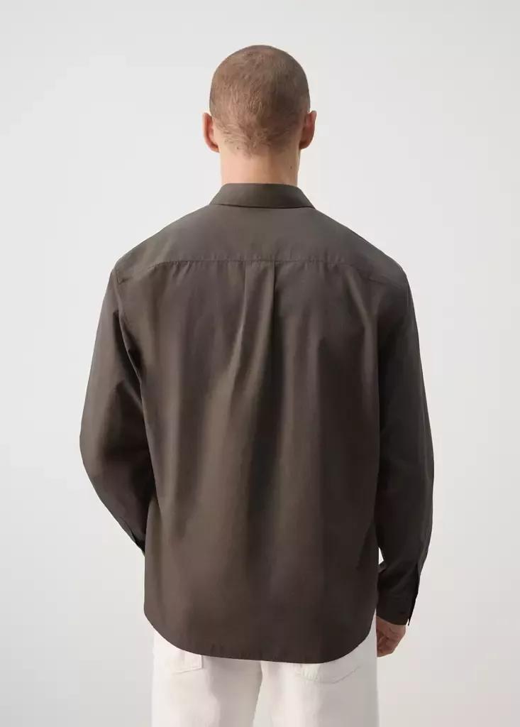Brown Relaxed Fit Shirt Cotton, Dark Brown, medium
