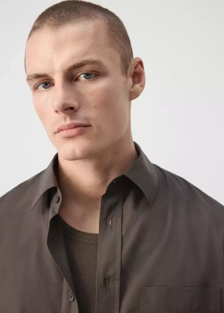 Brown Relaxed Fit Shirt Cotton, Dark Brown, large image number 3