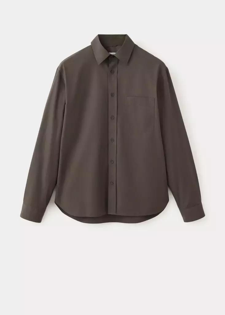 Brown Relaxed Fit Shirt Cotton, Dark Brown, large image number 5