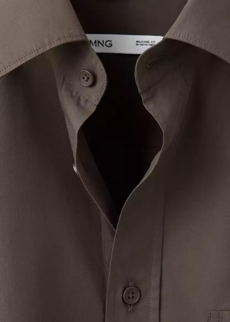 Brown Relaxed Fit Shirt Cotton, Dark Brown, large image number 6