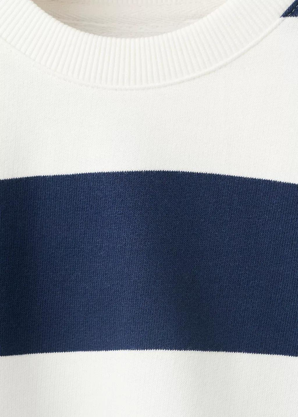 White Relaxed Fit Striped Sweatshirt, Baby Boy, White, large image number 1