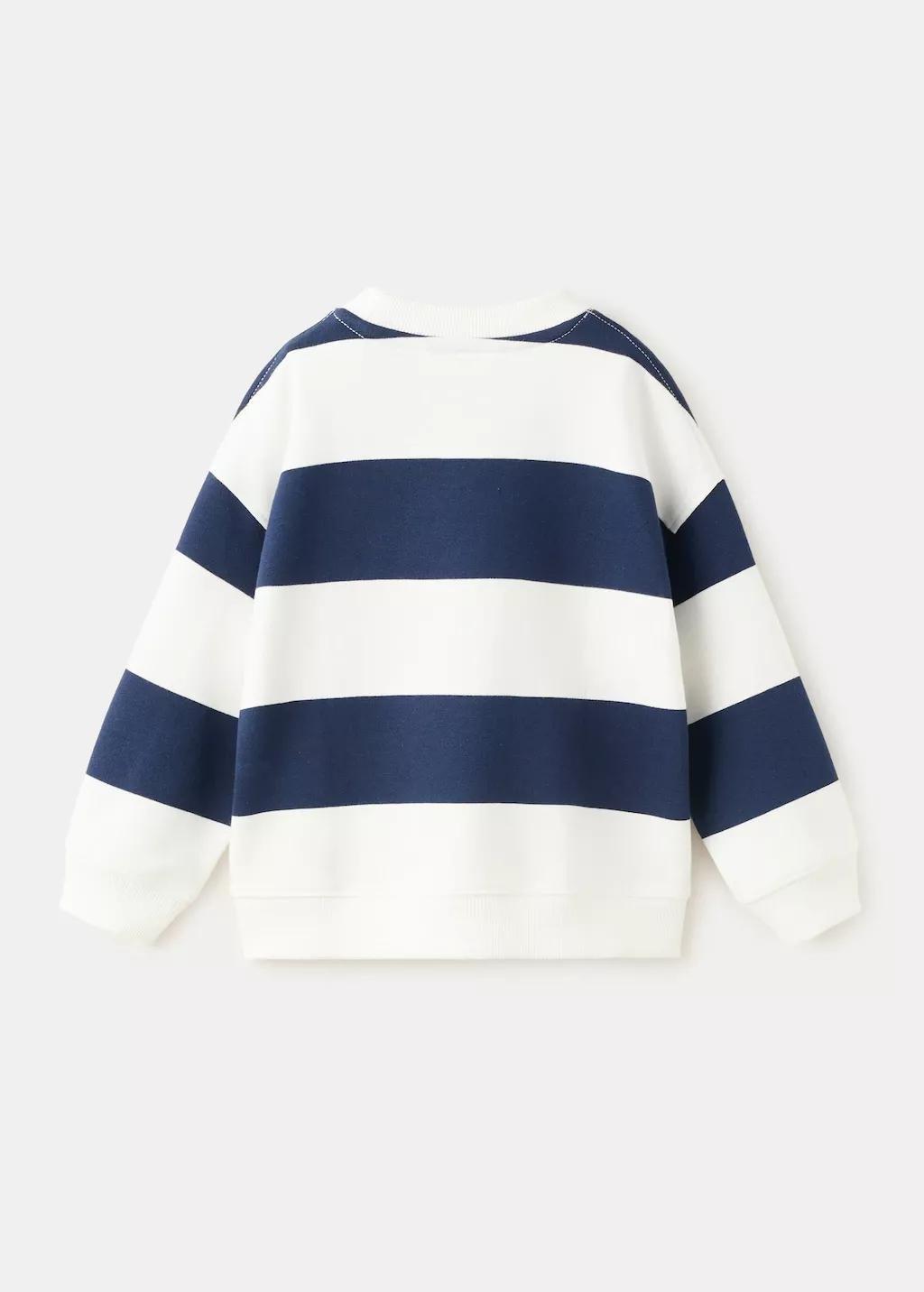 White Relaxed Fit Striped Sweatshirt, Baby Boy, White, large image number 3