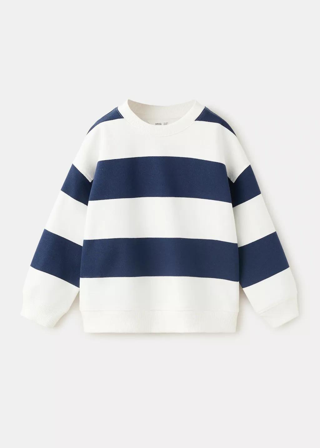 White Relaxed Fit Striped Sweatshirt, Baby Boy, White, large image number 6