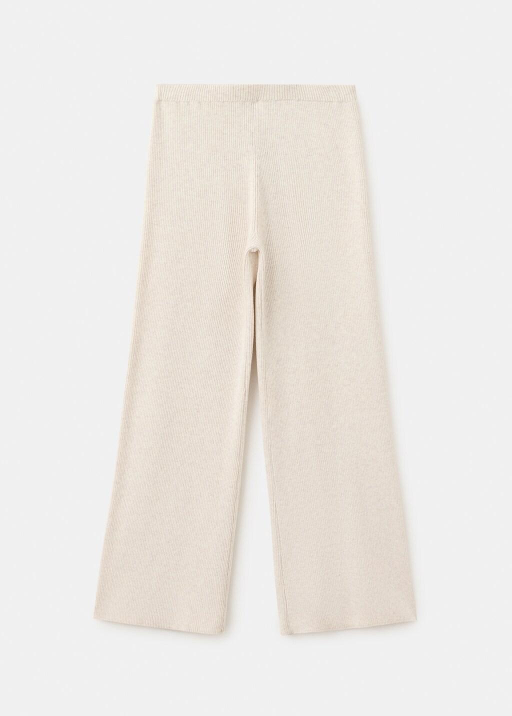 BEIGE Cotton-knit trousers, Kids Girls, Light Beige, large image number 0