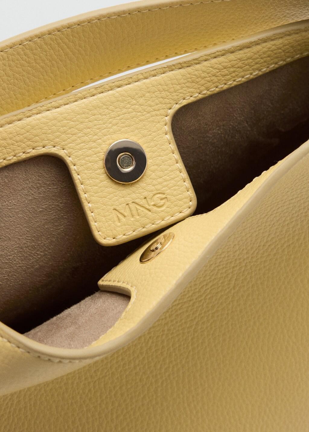 Yellow Faux-Leather Bucket Handbag, Yellow, medium