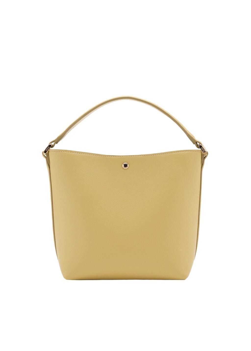 Yellow Faux-Leather Bucket Handbag, Yellow, large image number 2