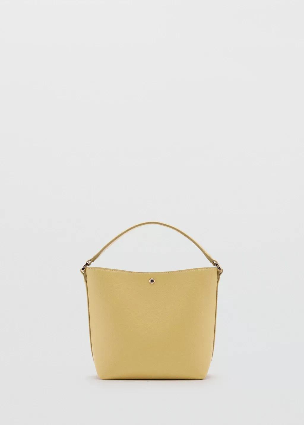 Yellow Faux-Leather Bucket Handbag, Yellow, large image number 3