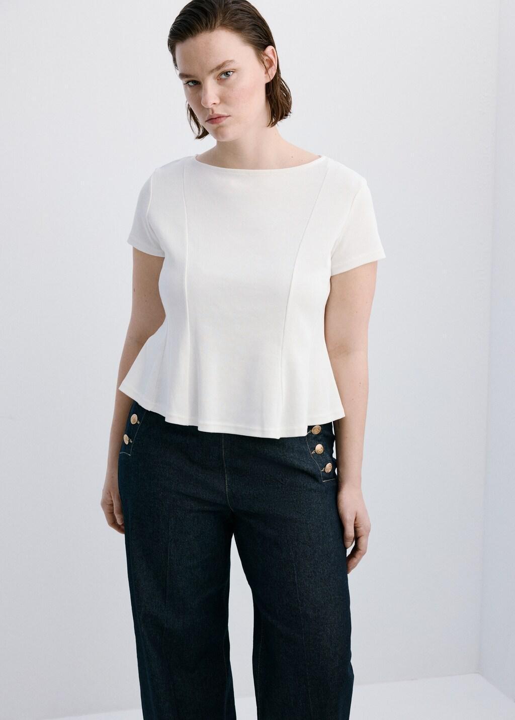 Blue Wide-Leg Jeans With Side Buttons, Open Blue, large image number 6