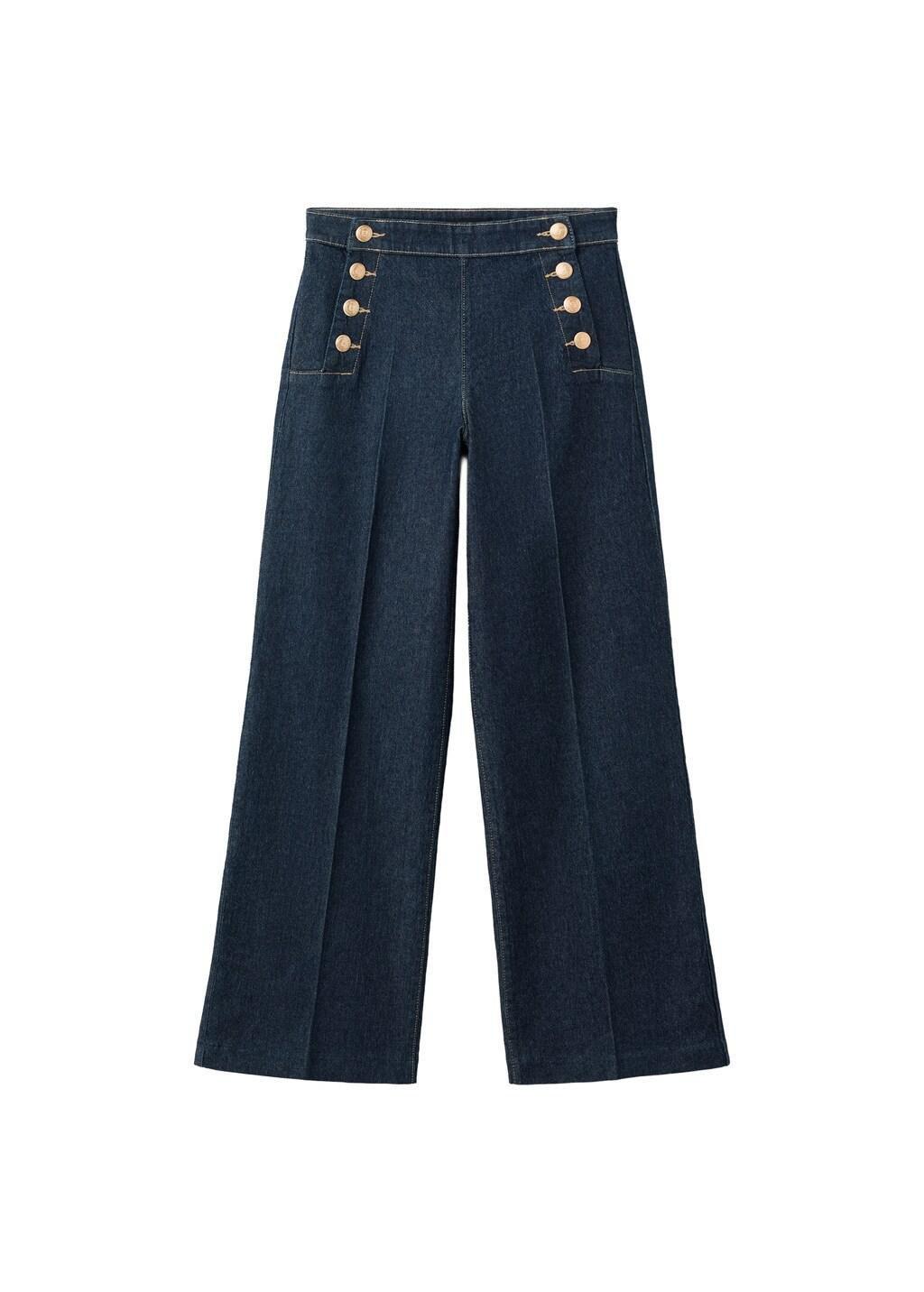 Blue Wide-Leg Jeans With Side Buttons, Open Blue, large image number 7