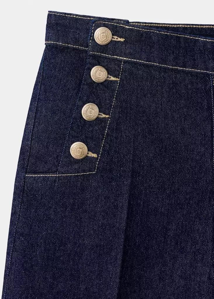 Blue Wide-Leg Jeans With Side Buttons, Open Blue, large image number 10