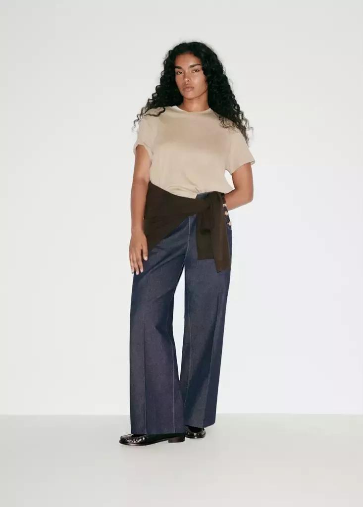 Blue Wide-Leg Jeans With Side Buttons, Open Blue, large image number 13