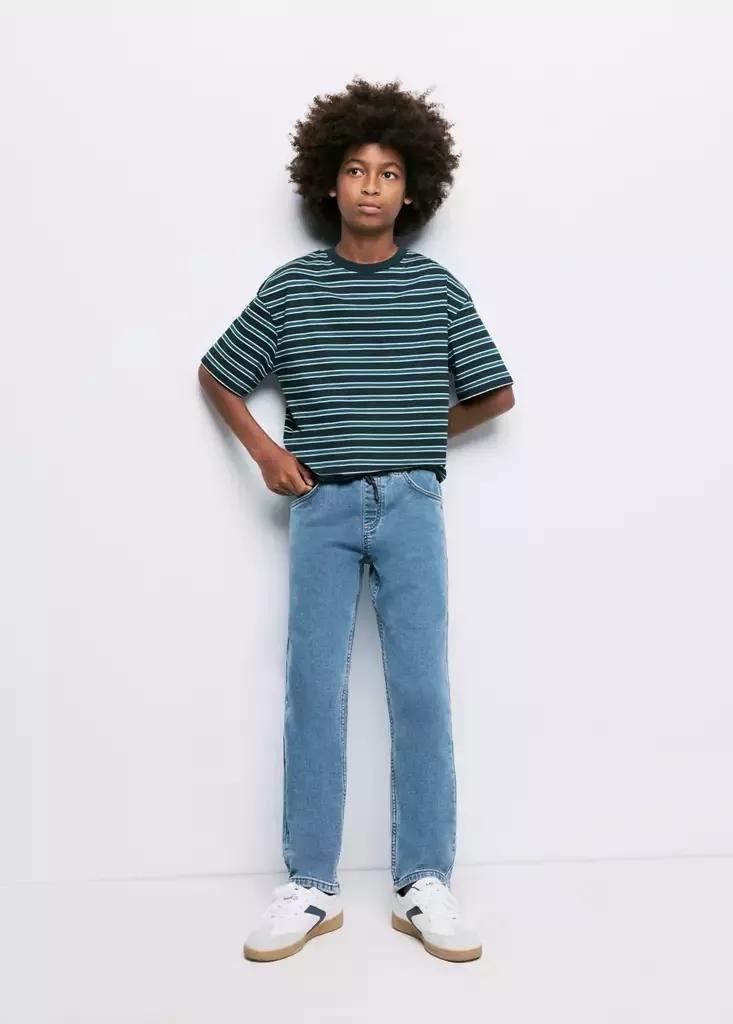 Blue Comfy Jeans With Drawstring, Kids Boys, Open Blue, medium