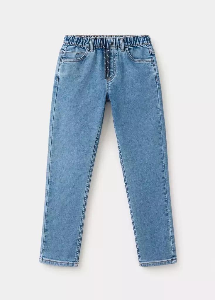Blue Comfy Jeans With Drawstring, Kids Boys, Open Blue, medium