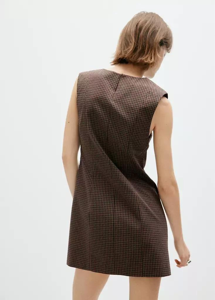 Brown Gingham check cottoned dress, Brown, large image number 2