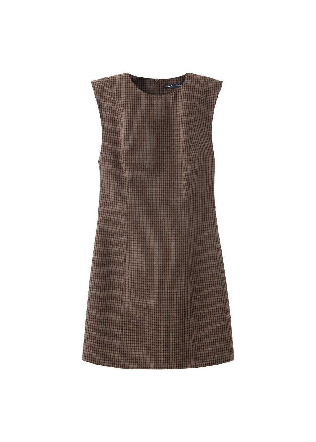 Brown Gingham check cottoned dress, Brown, large image number 4