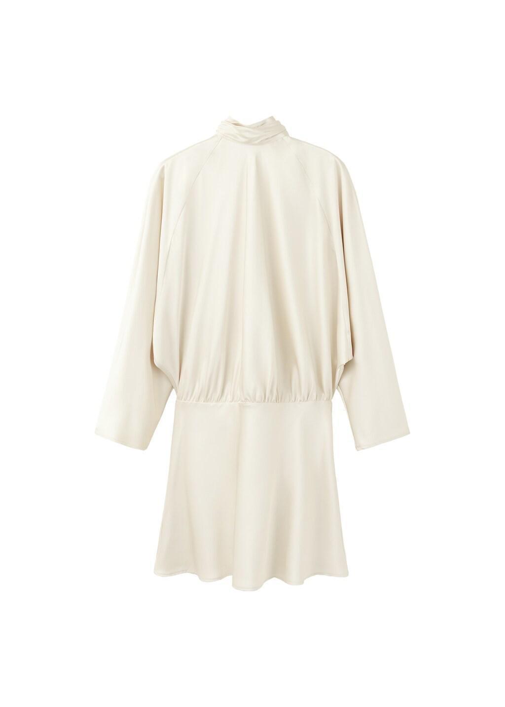 LIGHT BEIGE Satin dress with bow, Light Beige, large image number 5