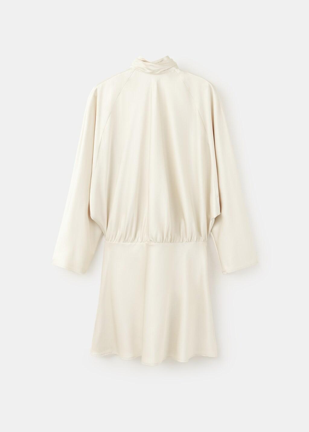 LIGHT BEIGE Satin dress with bow, Light Beige, large image number 6