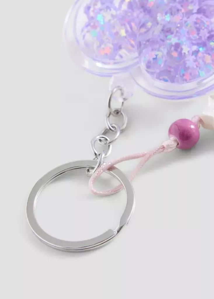 Purple Multi-Charms Keyring, Kids Girls, Light-Pastel Purple, large image number 1