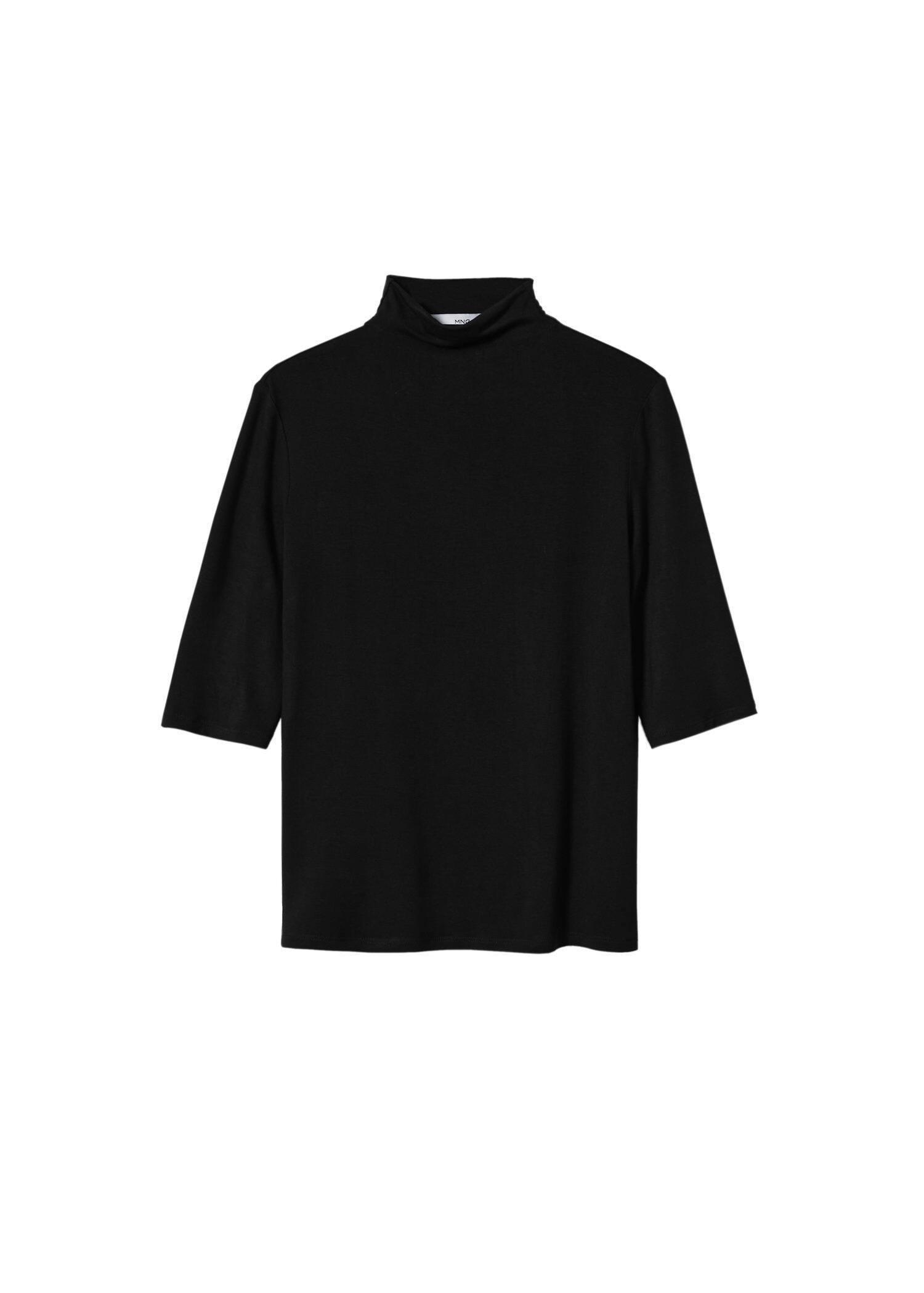 black Stand collar T-shirt, , large image number 5