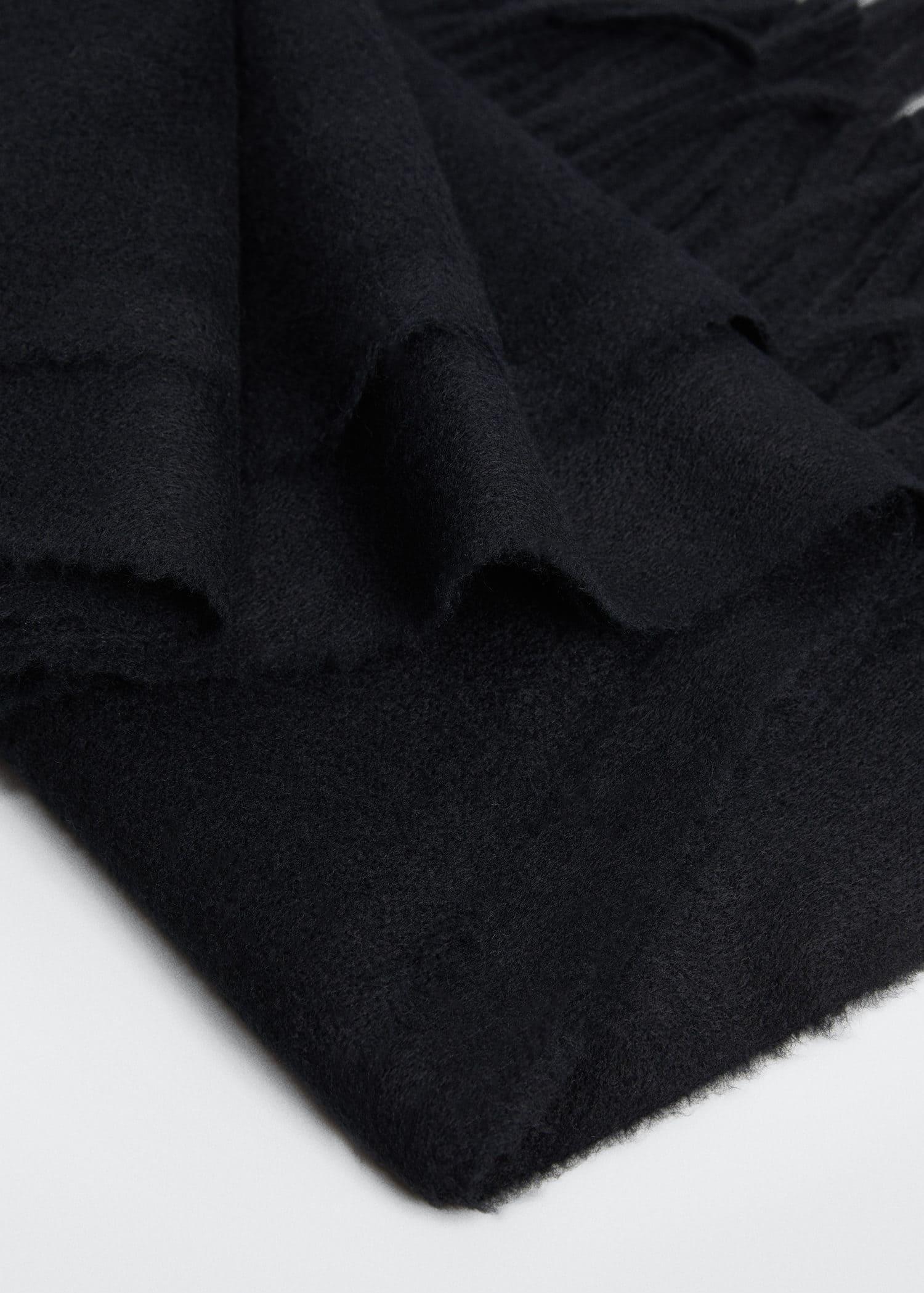 Black Fringed Edge Scarf, , large image number 1
