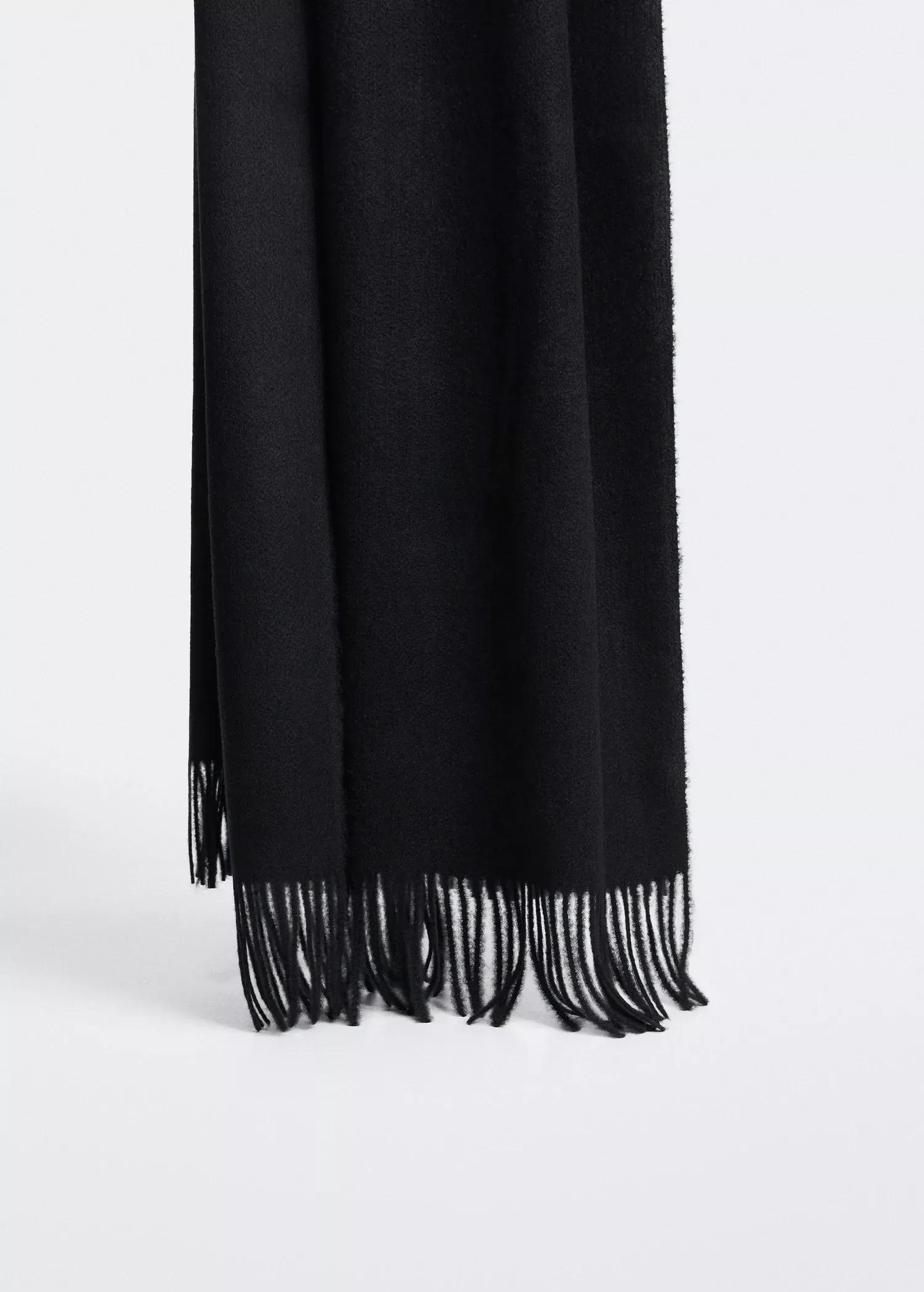 Black Fringed Edge Scarf, , large image number 2