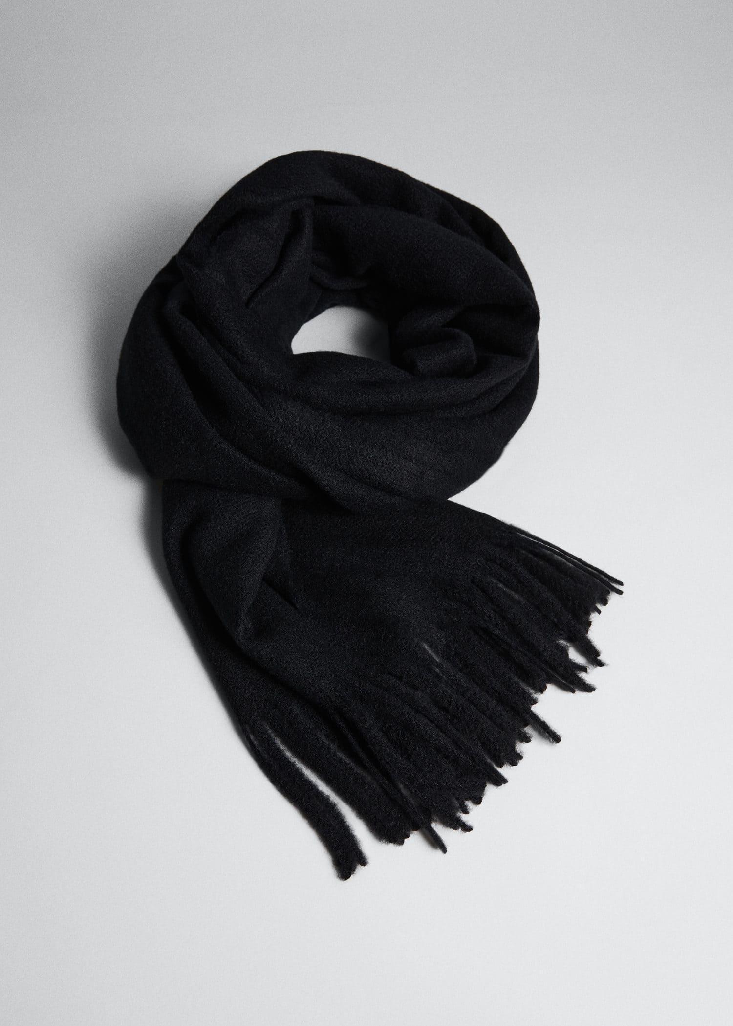 Black Fringed Edge Scarf, , large image number 3