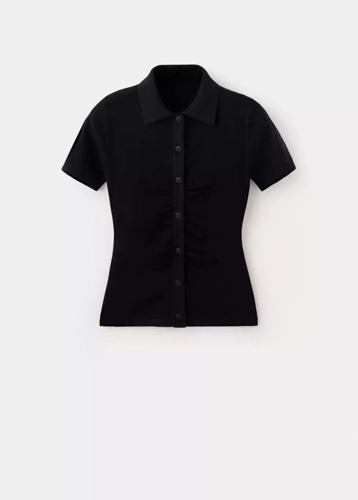 Black Ribbed Polo Collar Cardigan, , large image number 5
