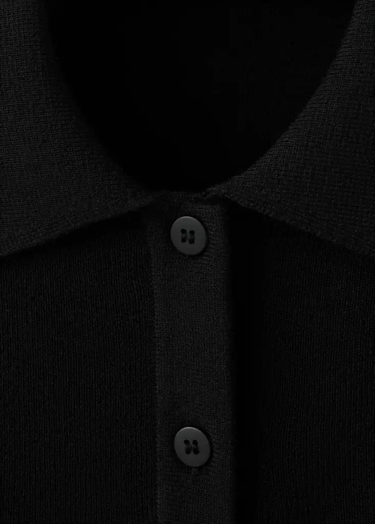 Black Ribbed Polo Collar Cardigan, , large image number 6