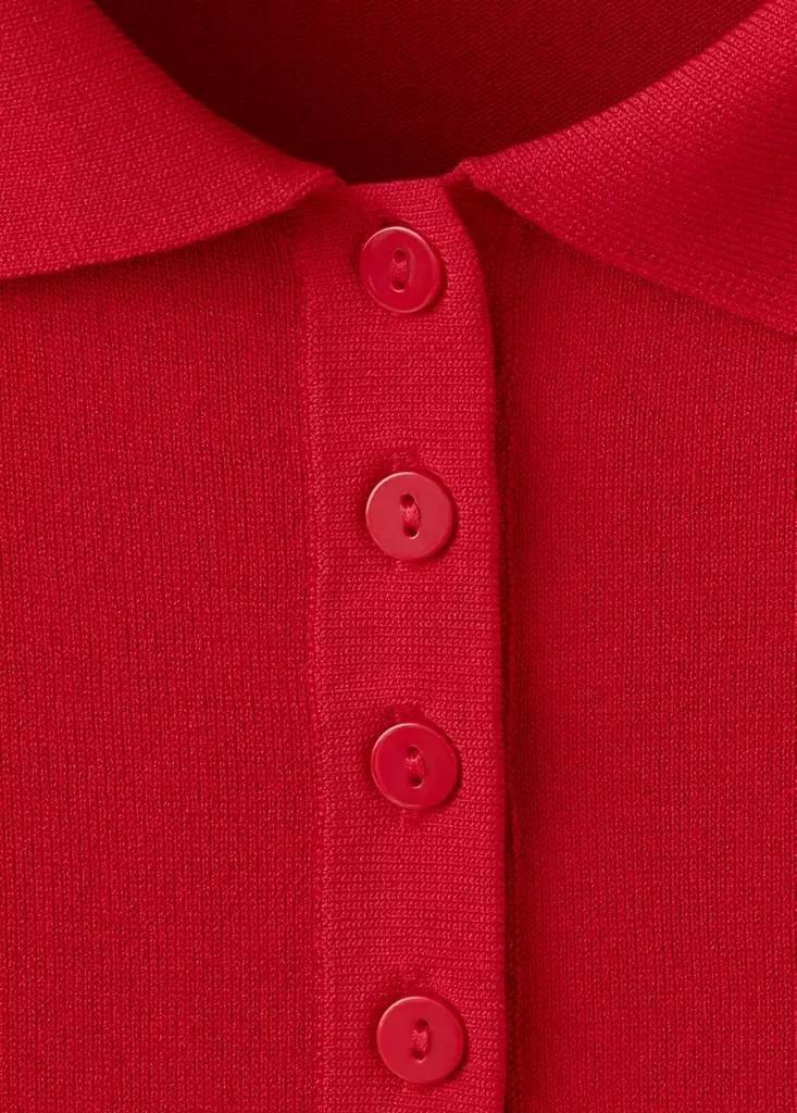 Red Knitted Dress With Polo Neck, Red, large image number 5