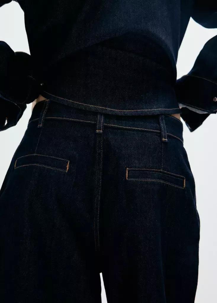 Navy Straight Fit Pleat Bermuda Shorts, Open Blue, medium