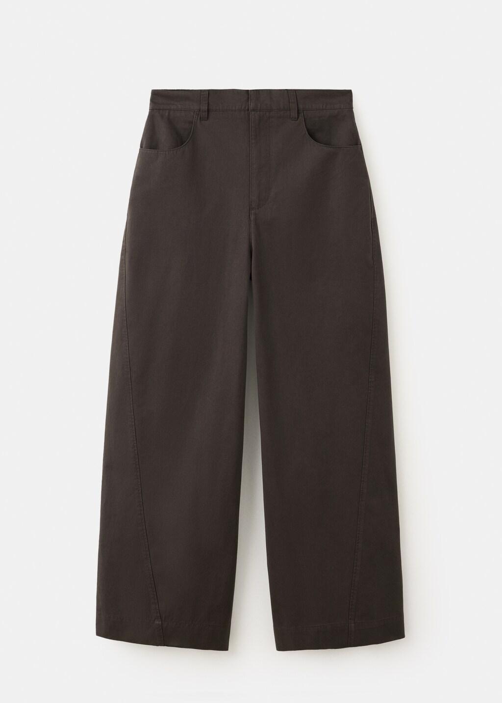 Brown Mid-Rise Balloon Trousers, Dark Brown, medium