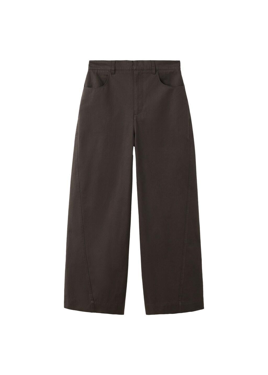 Brown Mid-Rise Balloon Trousers, Dark Brown, large image number 3