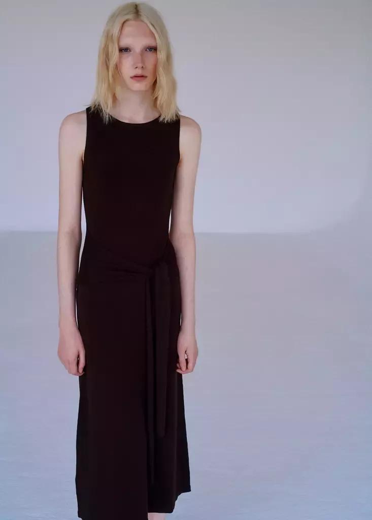 BROWN Tie-detail knitted dress, Women, Brown, large image number 1