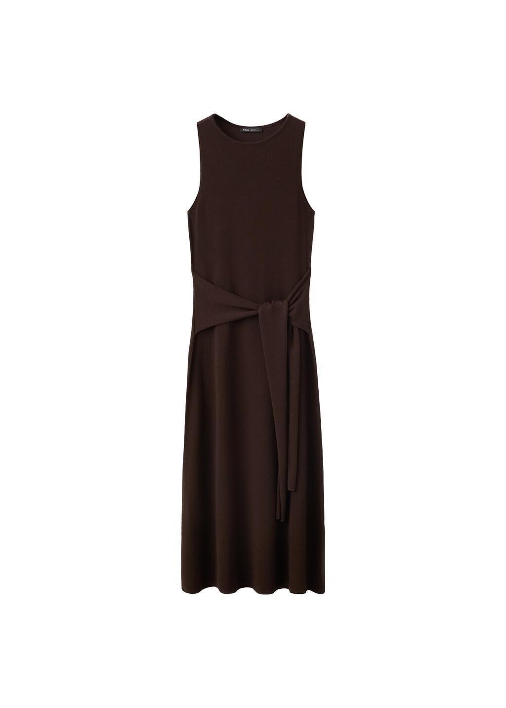 BROWN Tie-detail knitted dress, Women, Brown, large image number 4