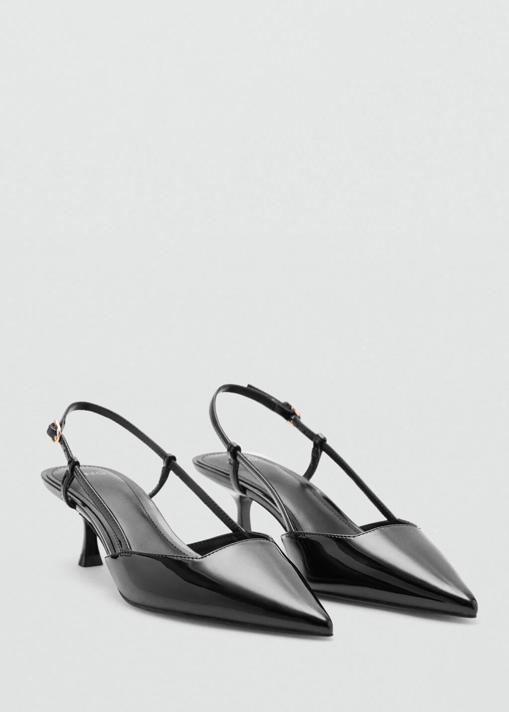 Black Patent Heeled Shoes, Black, medium