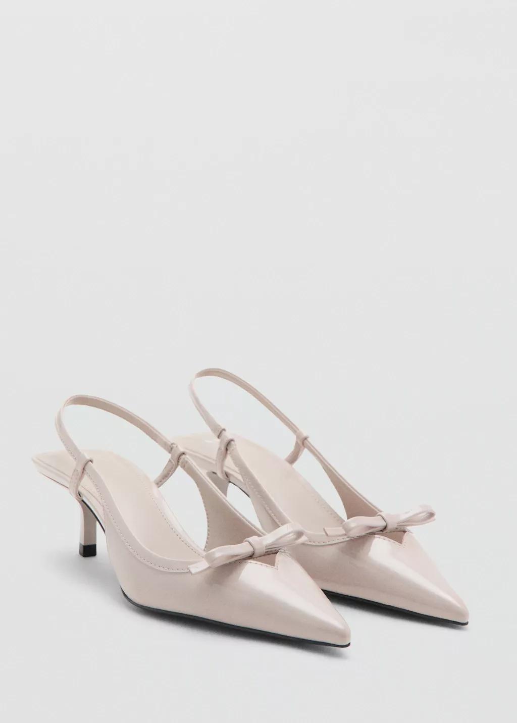 LIGHT BEIGE High-heeled shoes with pointed toe and bow, Light Beige, medium