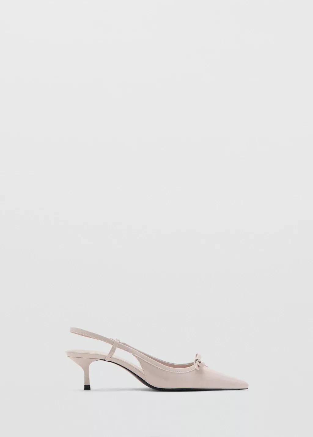LIGHT BEIGE High-heeled shoes with pointed toe and bow, Light Beige, medium
