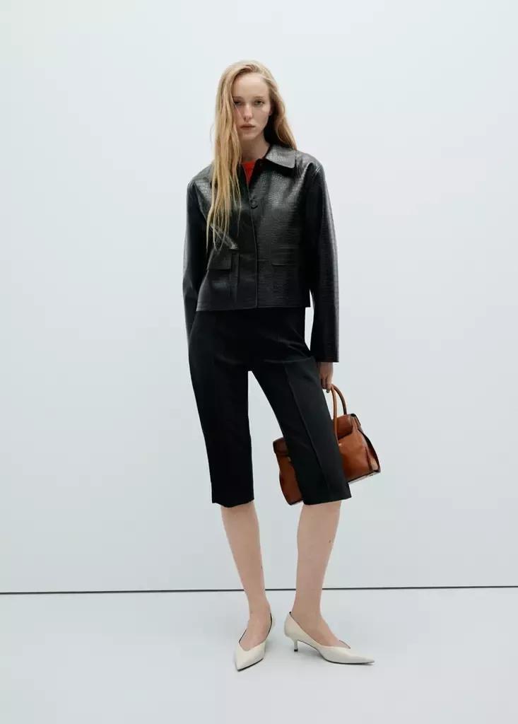 BLACK Croc-effect faux leather jacket, Black, large image number 0