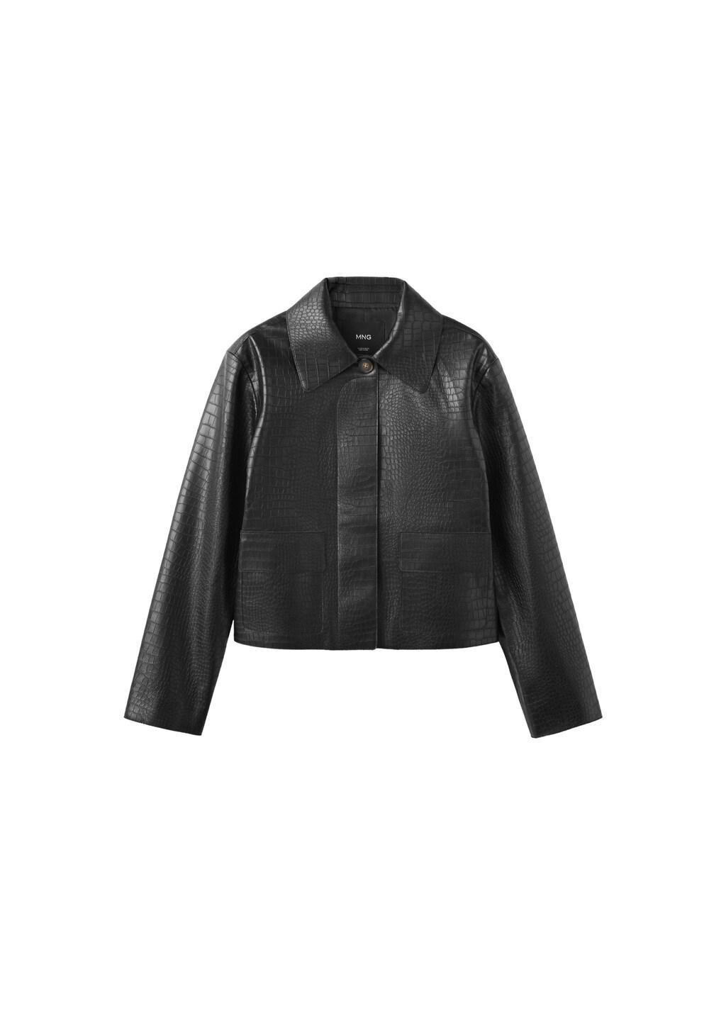 BLACK Croc-effect faux leather jacket, Black, large image number 4