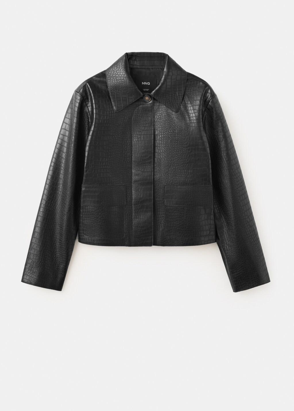 BLACK Croc-effect faux leather jacket, Black, large image number 5