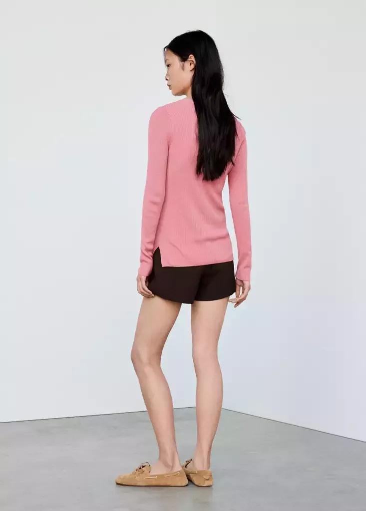 Pink Buttoned Ribbed Cardigan, , medium