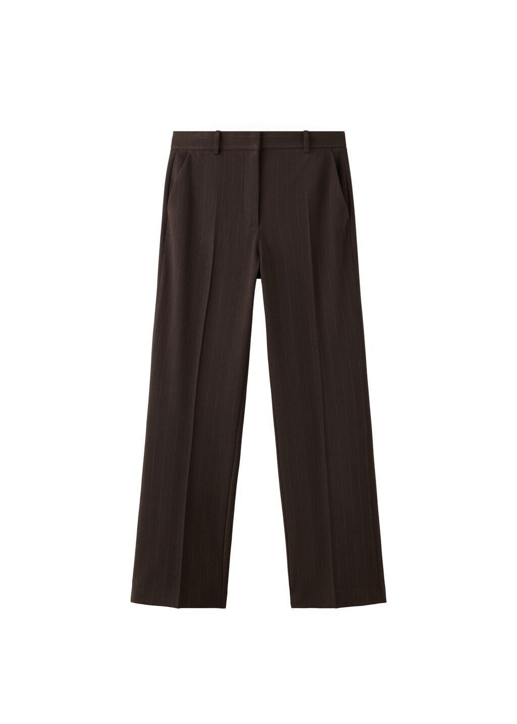 Brown Pinstripe Suit Trousers, Brown, large image number 4