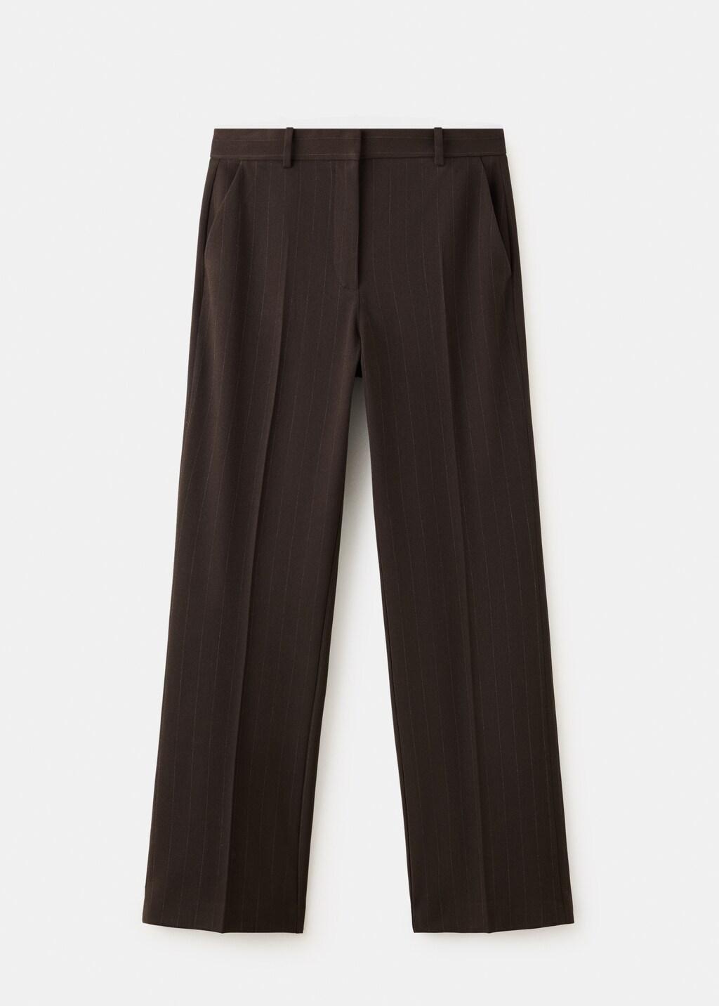 Brown Pinstripe Suit Trousers, Brown, large image number 5