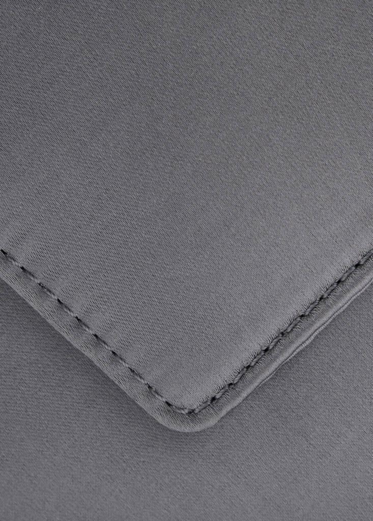Grey Satin Clutch Bag With Flap, Grey, large image number 3