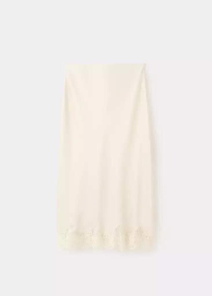 Cream Satin Lace Skirt, , large image number 4
